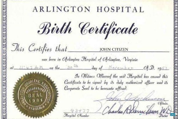 Download United States Arlington hospital birth certificate Photoshop template